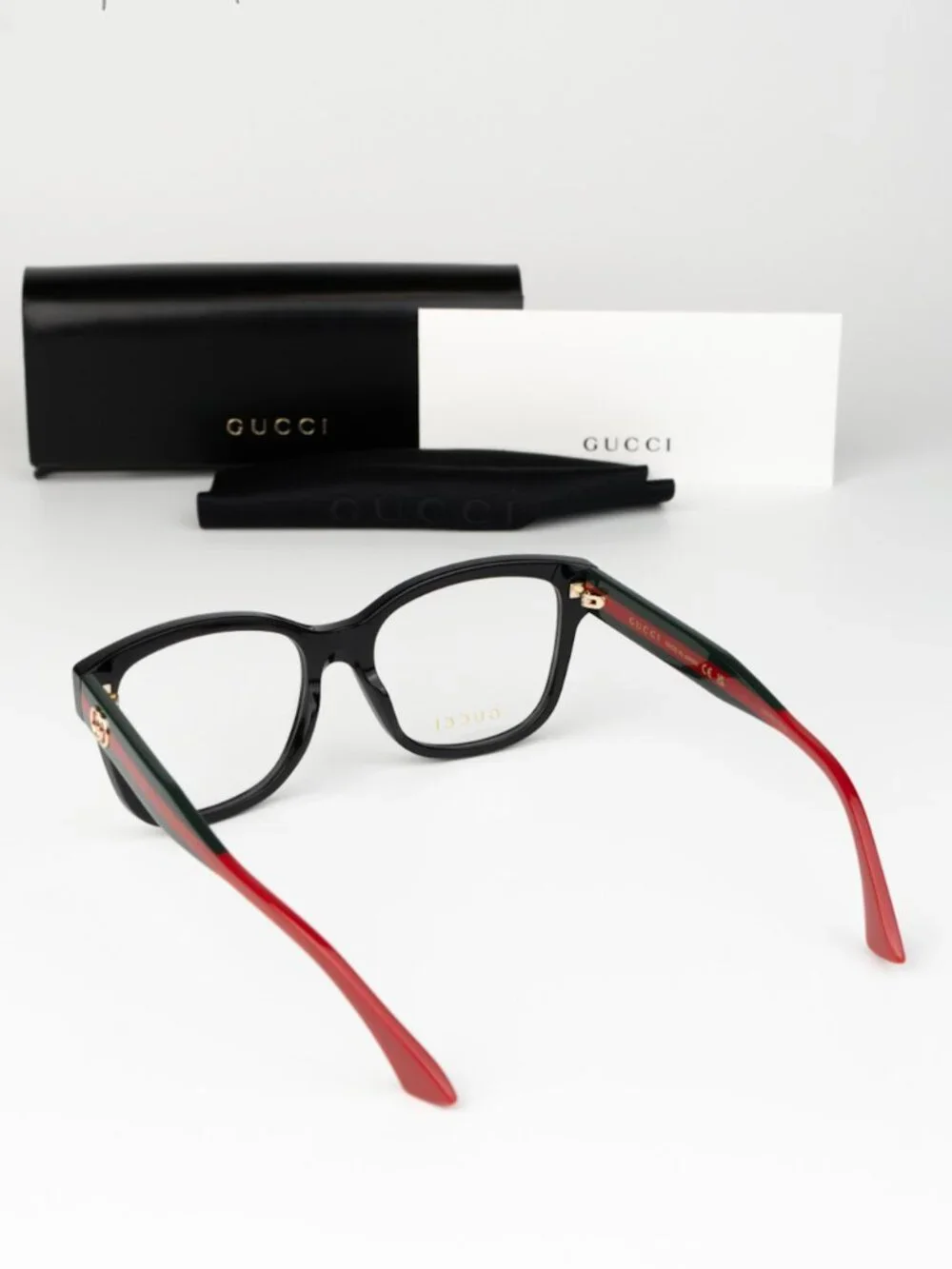 Gucci Men Eyeglasses Black Green Demo Square GG0038ONN 001 NEW AUTHENTIC